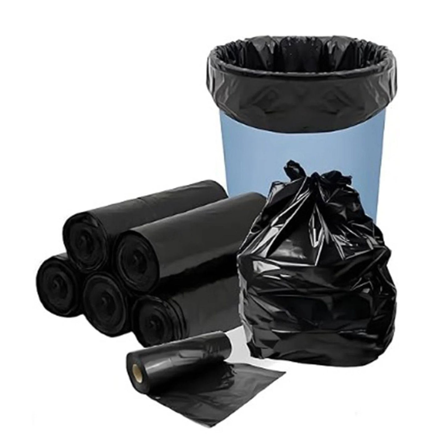Black Garbage Bags Roll Leak Proof, Heavy Duty Disposable Trash Bags