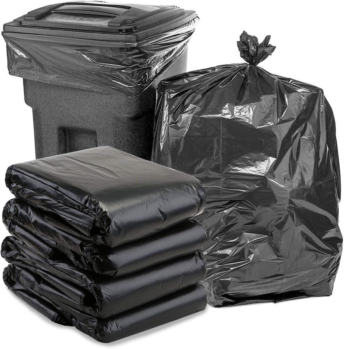 Black Garbage Bags Roll Leak Proof, Heavy Duty Disposable Trash Bags