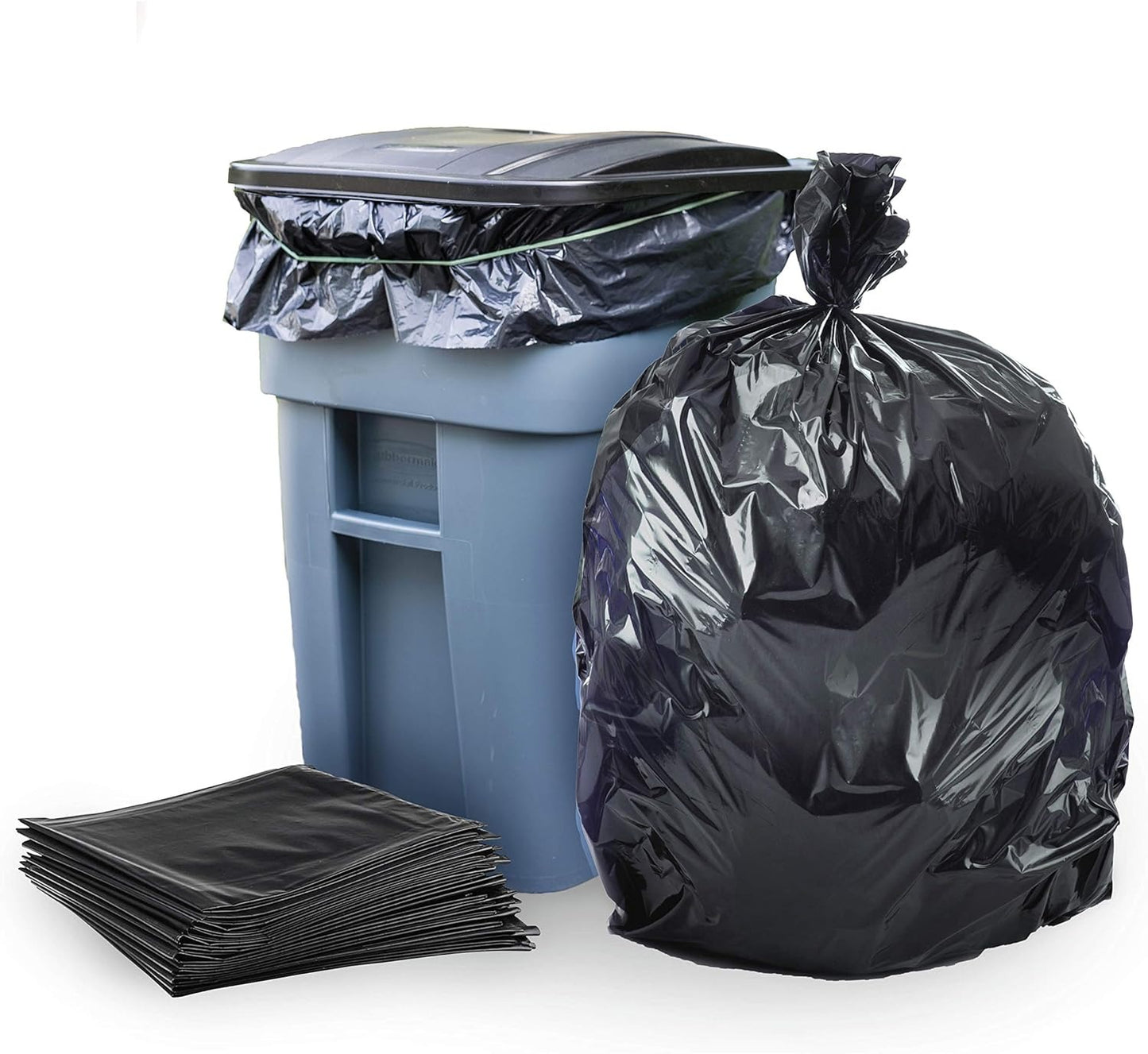 Black Garbage Bags Roll Leak Proof, Heavy Duty Disposable Trash Bags