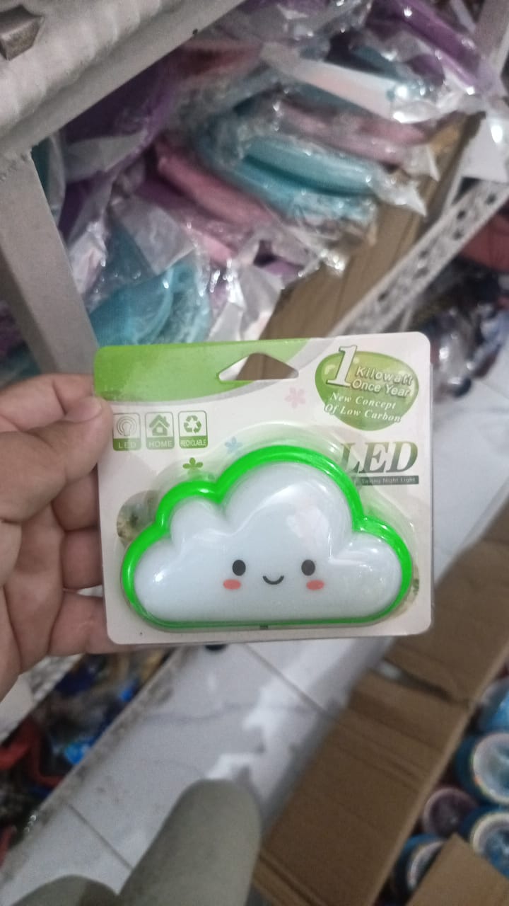Smiley Cloud Plug-In LED Night Light Soft Warm Glow Baby Lamp,