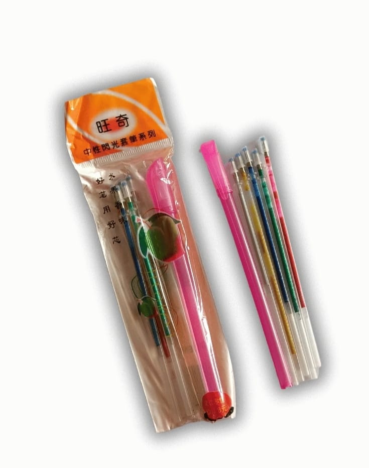 Glitter Gel Pen Refills Set 5 Multi-Colored Metallic Ink Refills for