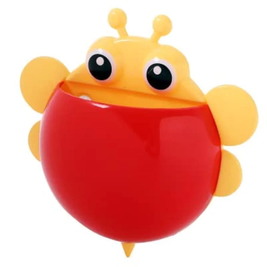 Bee Shaped Plastic Toothbrush Holder with Suction Hook Cute Wall Mounted