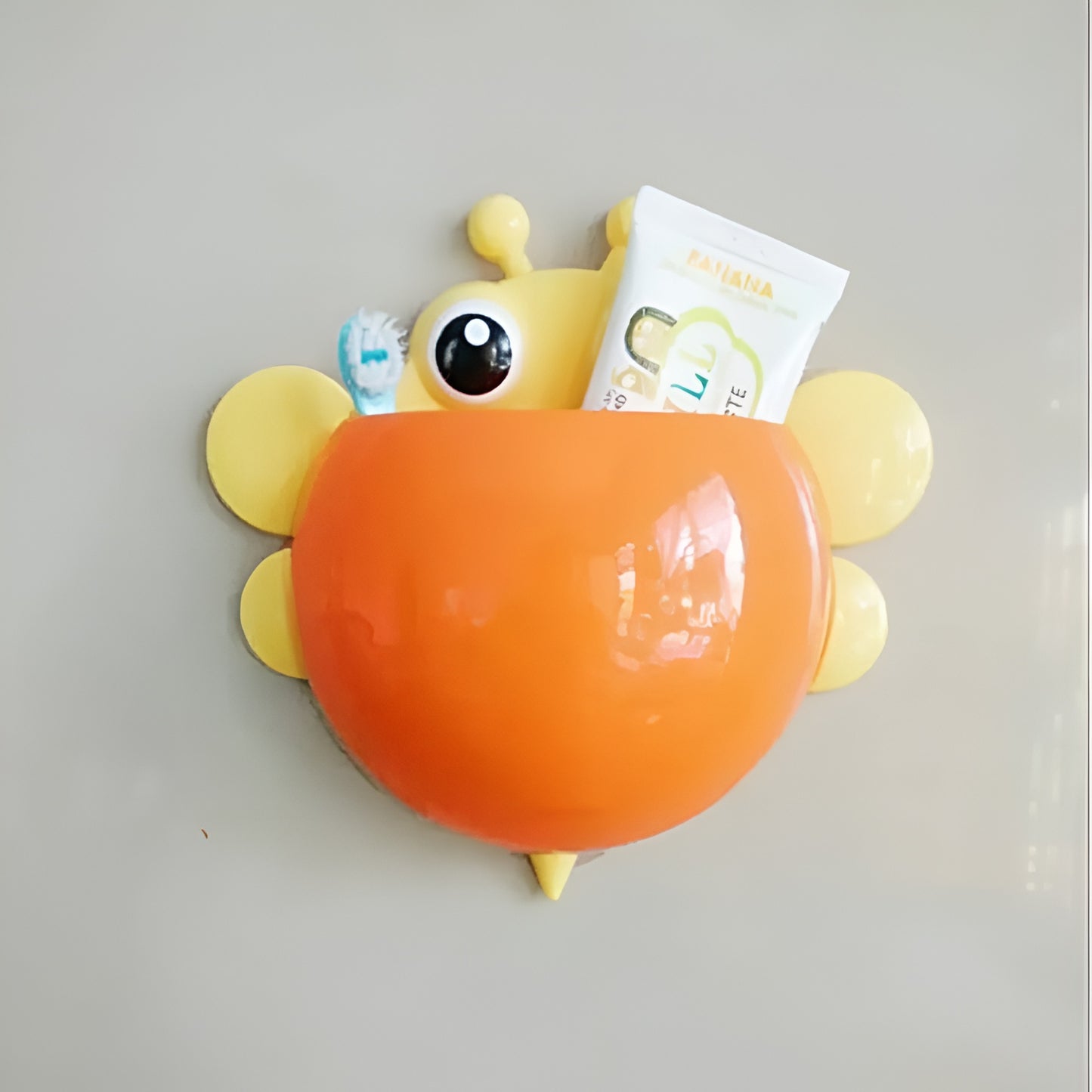 Bee Shaped Plastic Toothbrush Holder with Suction Hook Cute Wall Mounted