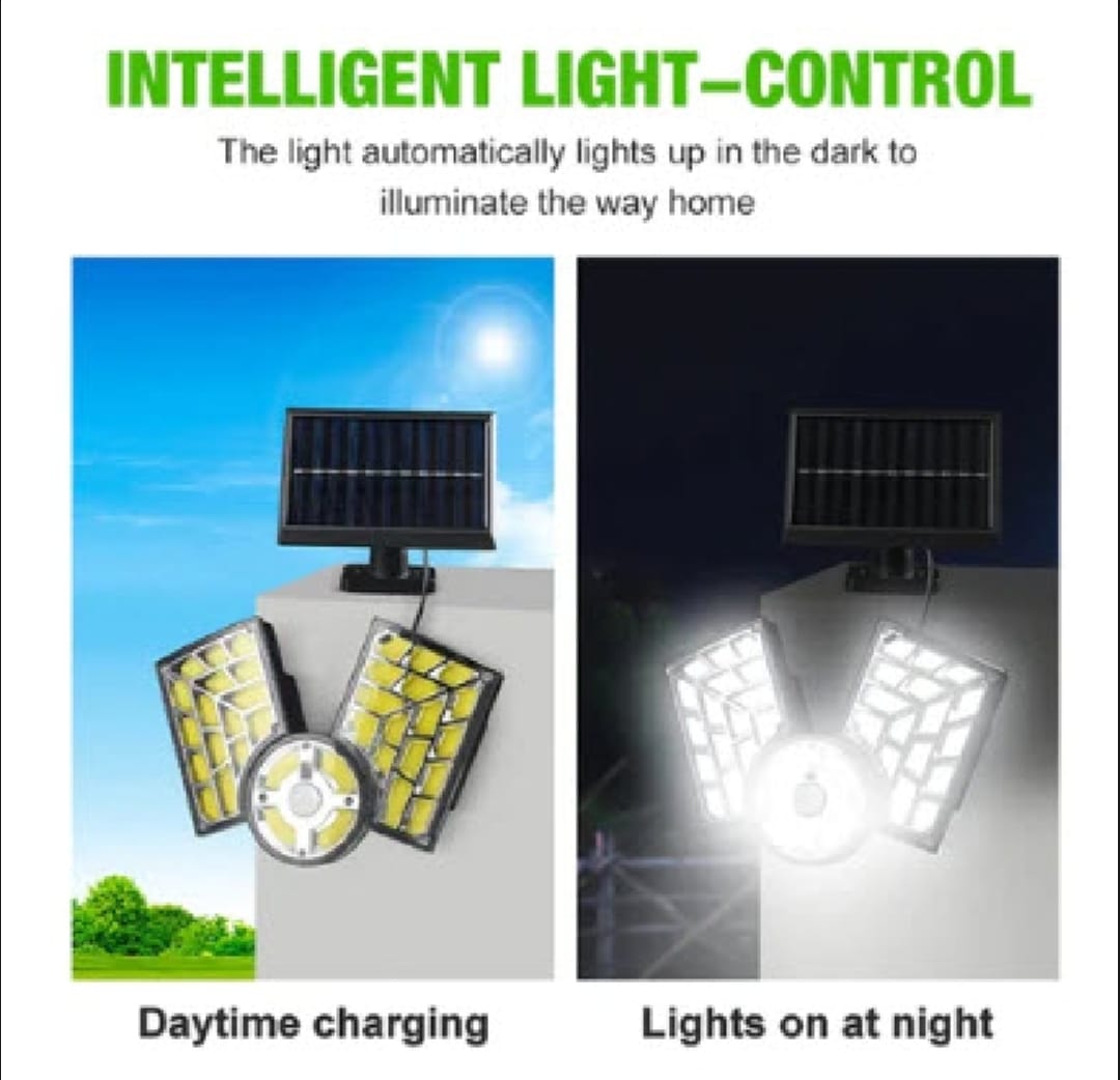 LED Solar Wall Lamp 3-headed Split Outdoor Garden Courtyard Lamp with Solar