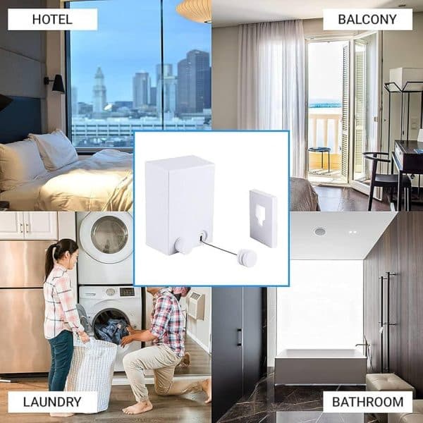 Hot Retractable Indoor And Outdoor Clothes Wall Hanger Magic Drying Rack Balcony Bathroom Invisible Clothesline Wire Rope,drying String For Home Balcony Room Color