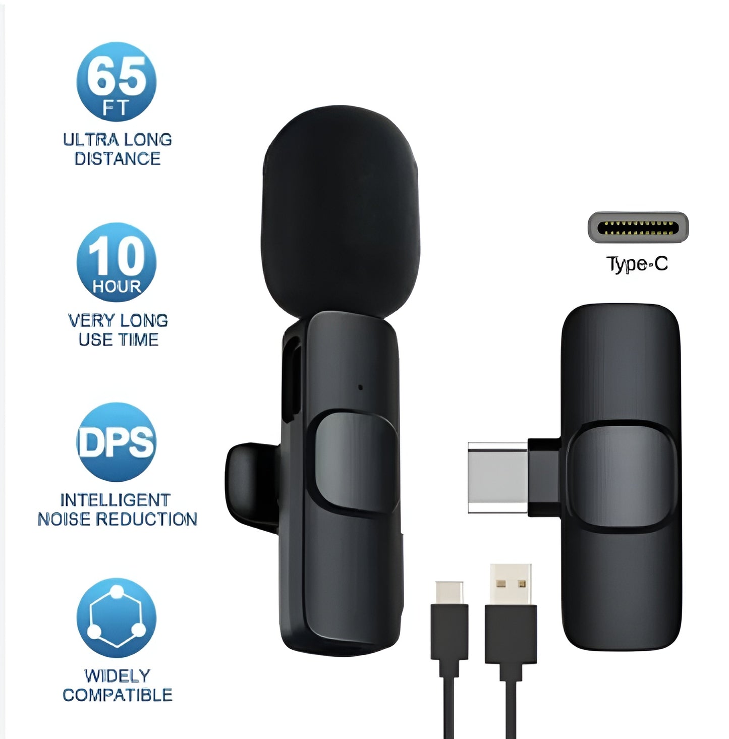 K8 Collar Wireless Microphone Type C Supported