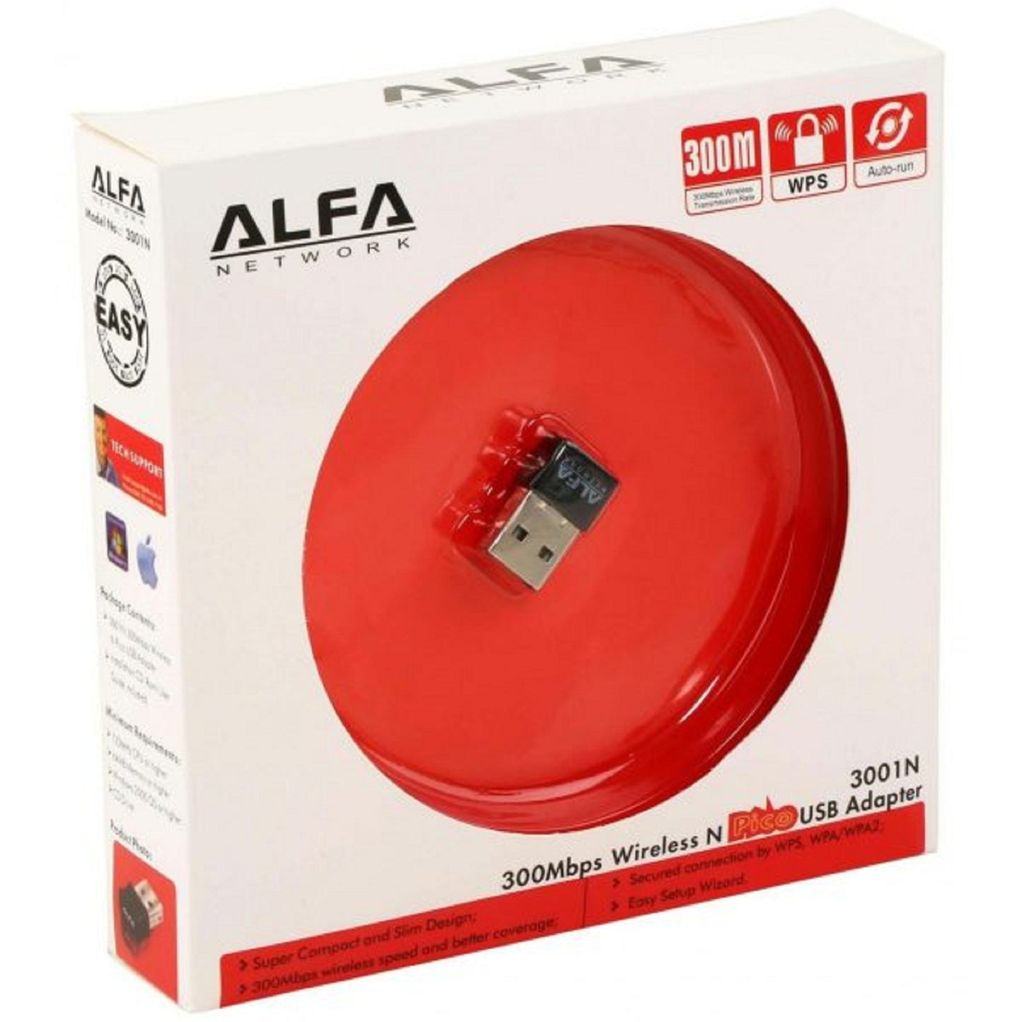 Alfa Mini USB WiFi Adapter | 300Mbps Wireless LAN Card for Computer
