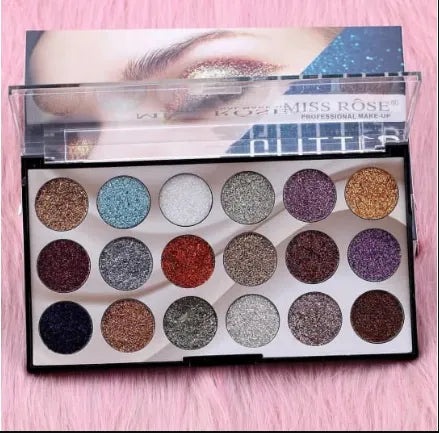 Miss Rose 18 Colors Sequins Glitter Powder High Gloss Pearly Eye shadow