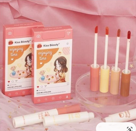 Pack of 4 Kiss Beauty Lipgloss long lasting waterproof Lip