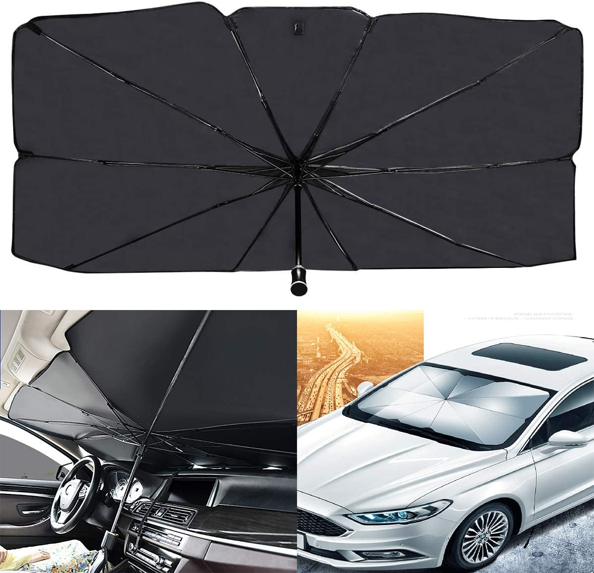 Foldable Car Windshield Umbrellas, Car Windshield Sun Shade Umbrella for Front Windows,