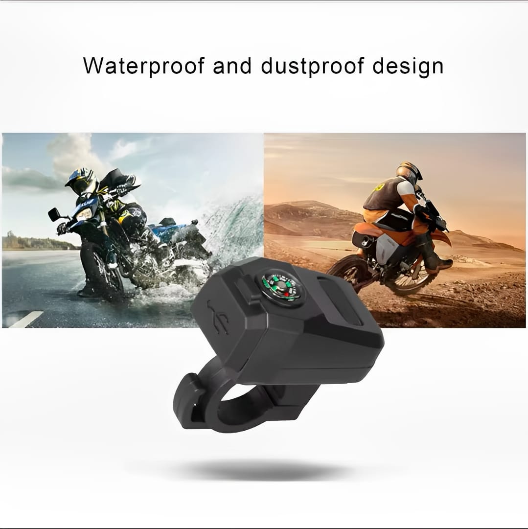 Motorcycle USB Charger with Compass Fast Charging, Waterproof, 36-105V Universal