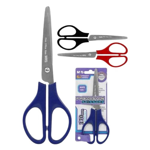 6-Inch Plastic Handle Scissors Lightweight, Sharp Blades for School, Office &