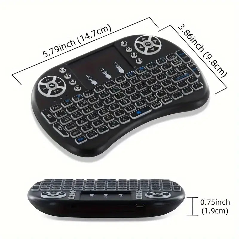 i8 2.4G Mini wireless keyboard with touchpad | 7-color Backlight ,plug and