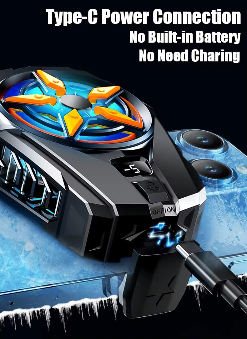 SL09 Practical Phone Cooler Fan, Easy To Carry, Smart Digital Display, Rear