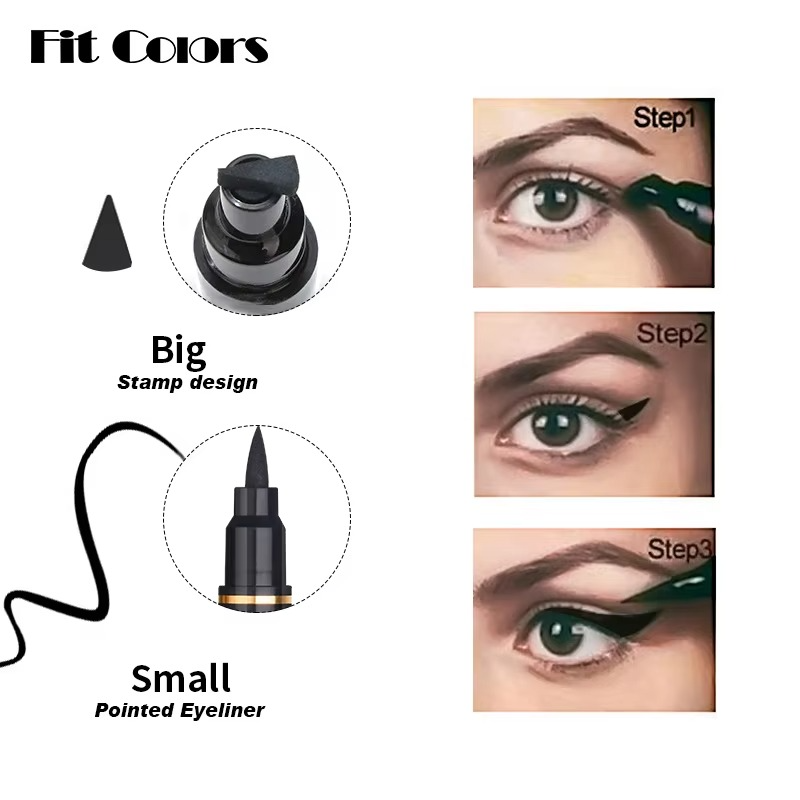 2 in 1 Winged Stamp Liquid Eyeliner Pencil Waterproof Fast Dry Lasting