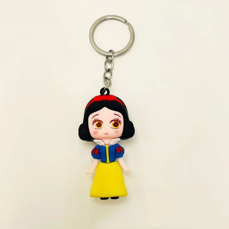 01 PCs Disney Princess Anime Figure Key-Chain Cute Soft Rubber Bag