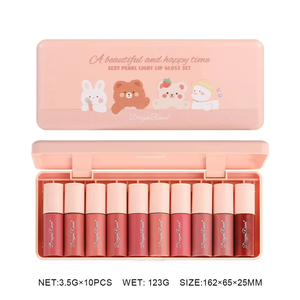 Dragon Ranee - 10 Mini Cartoon Mirror Lip Gloss Set | Best
