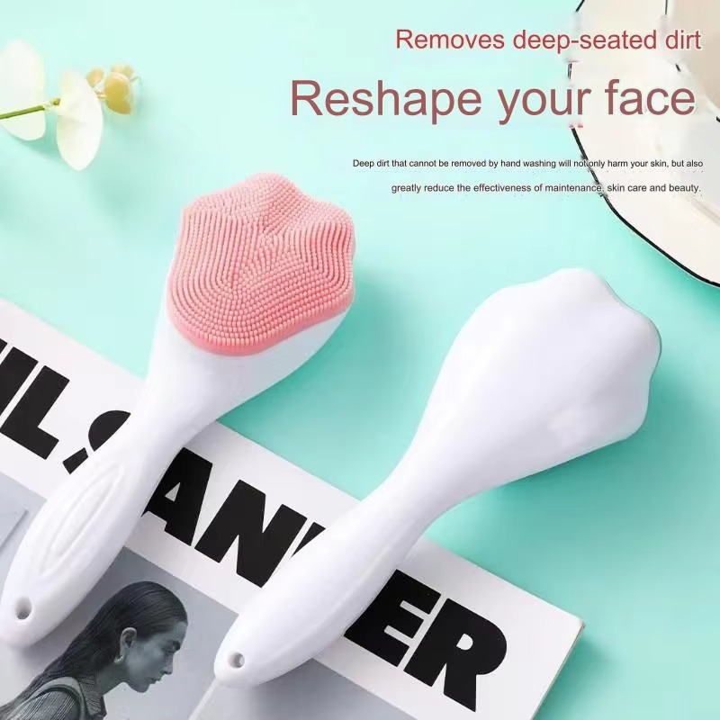 1 pcs Silicone Face Scrubber Exfoliating Brush, Manual Handheld Massager, Facial Cleansing