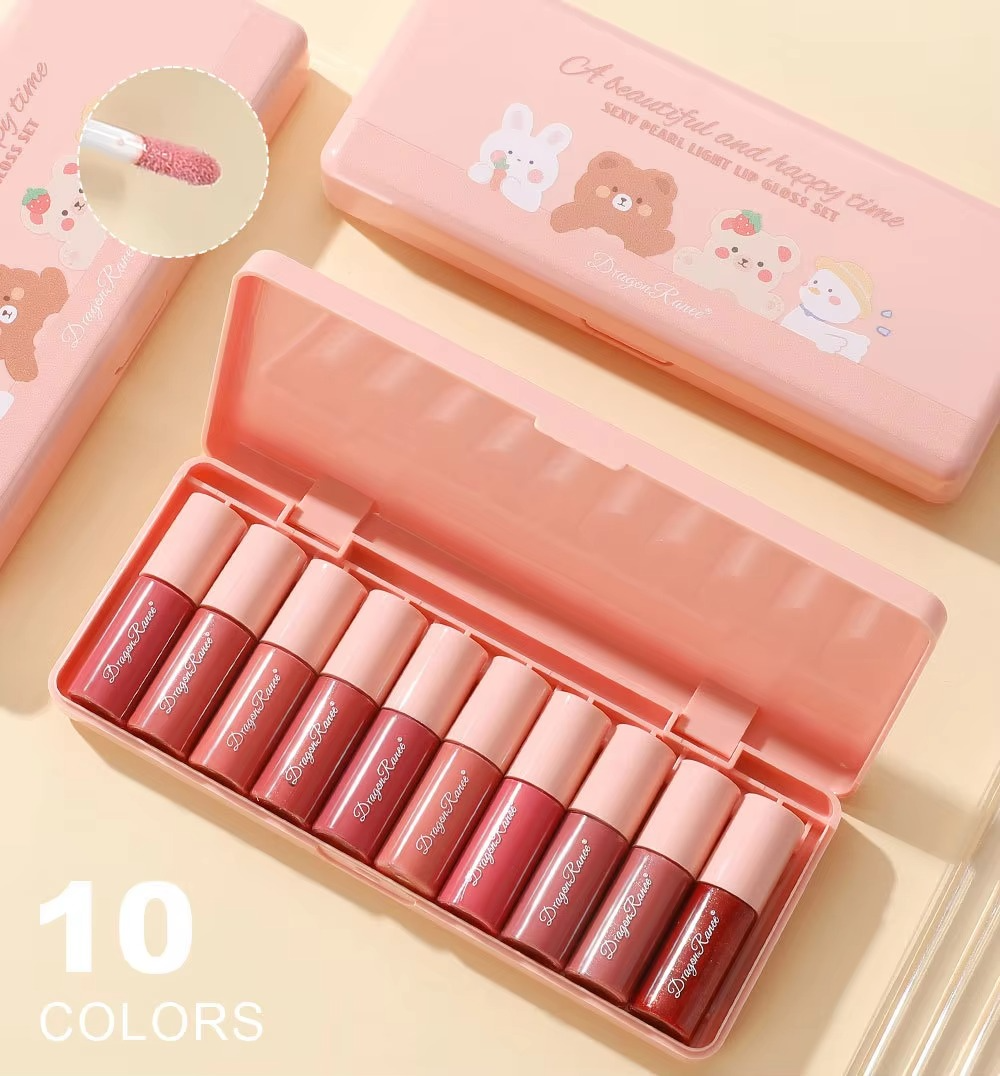 Dragon Ranee - 10 Mini Cartoon Mirror Lip Gloss Set | Best