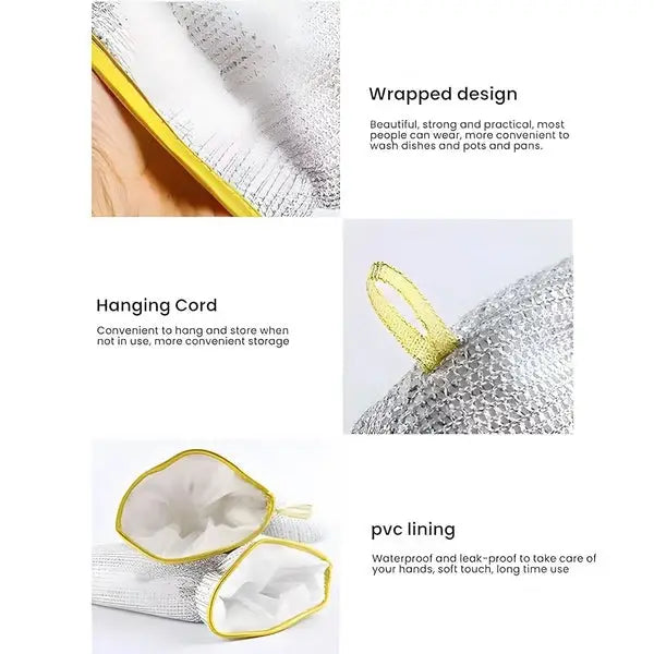 Multipurpose Wire Dishwashing Gloves | Dishwashing Rags for Wet and Dry, Steel