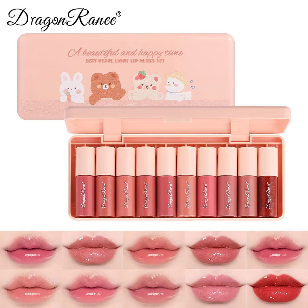 Dragon Ranee - 10 Mini Cartoon Mirror Lip Gloss Set | Best