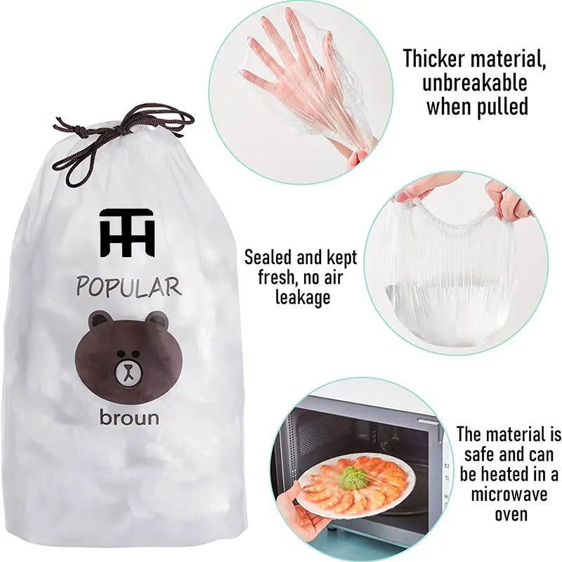 Combo Deal Disposable Food Cover Plastic Wrap 100 Pcs + 2 Pcs