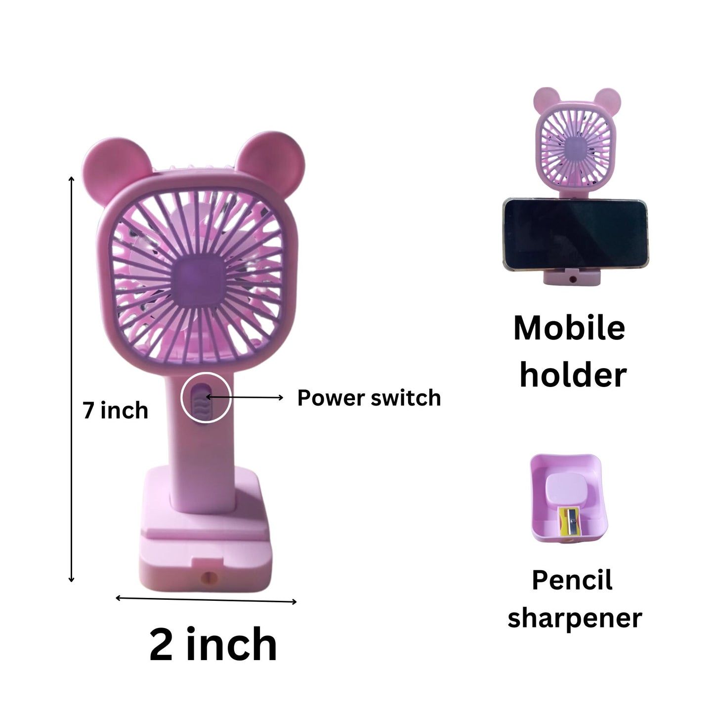 Fan with Sharpener | Mini Handheld Fan, Portable USB Fan for Home,