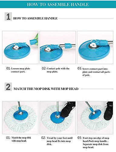 360 Degree Rotating Spin Mop - Original Replacement Parts for Home, Kitchen