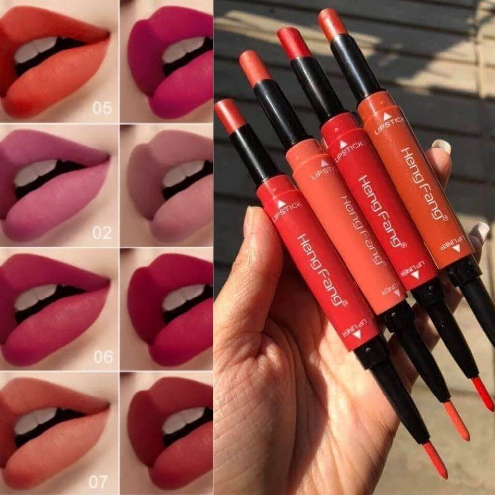 Pack Of 8 2-In-1 Matte Lipstick And Lip Liner Set, Waterproof
