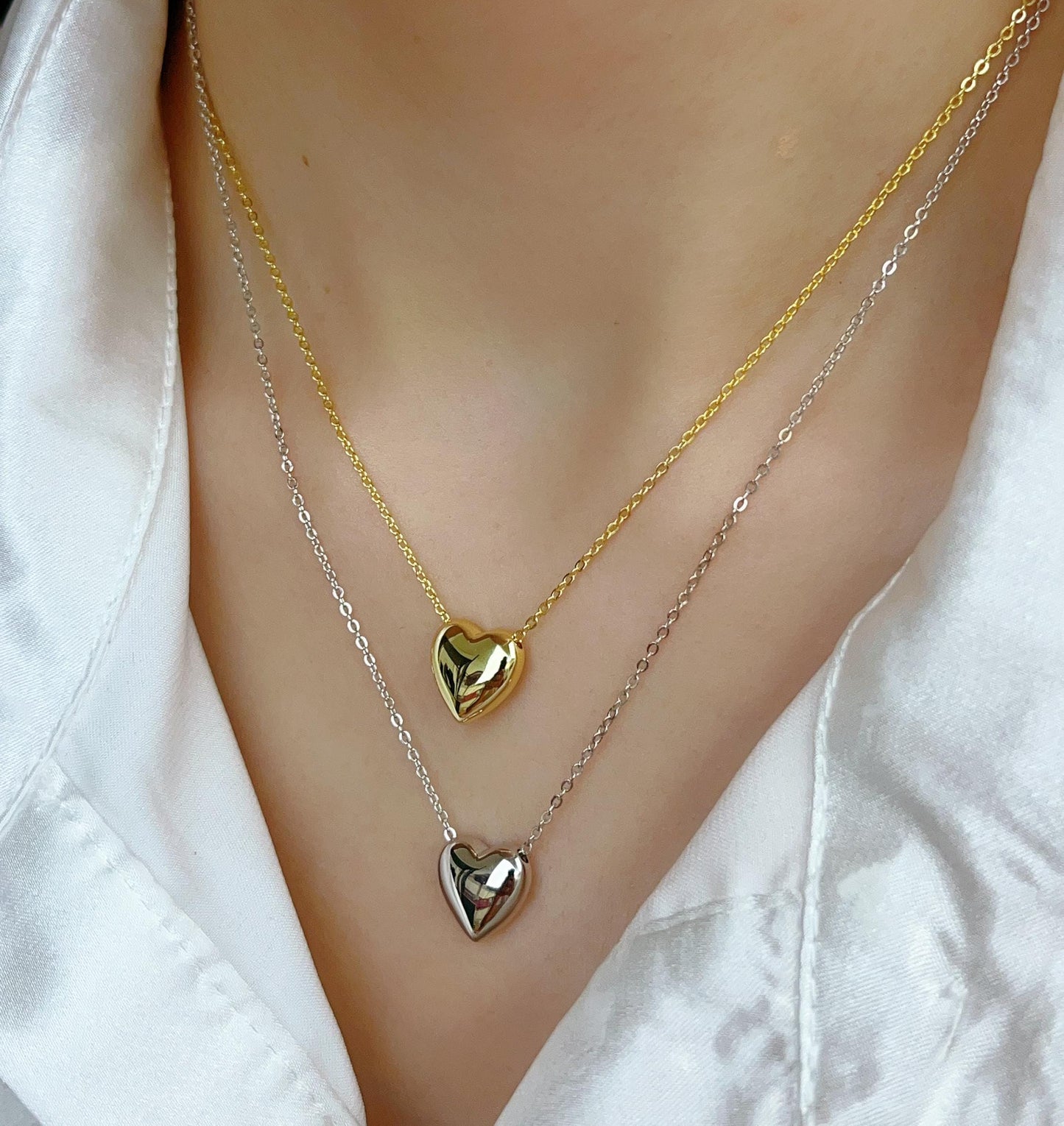 Stainless Steel Heart Shape Necklace | Love Heart Pendant Necklace | Girls