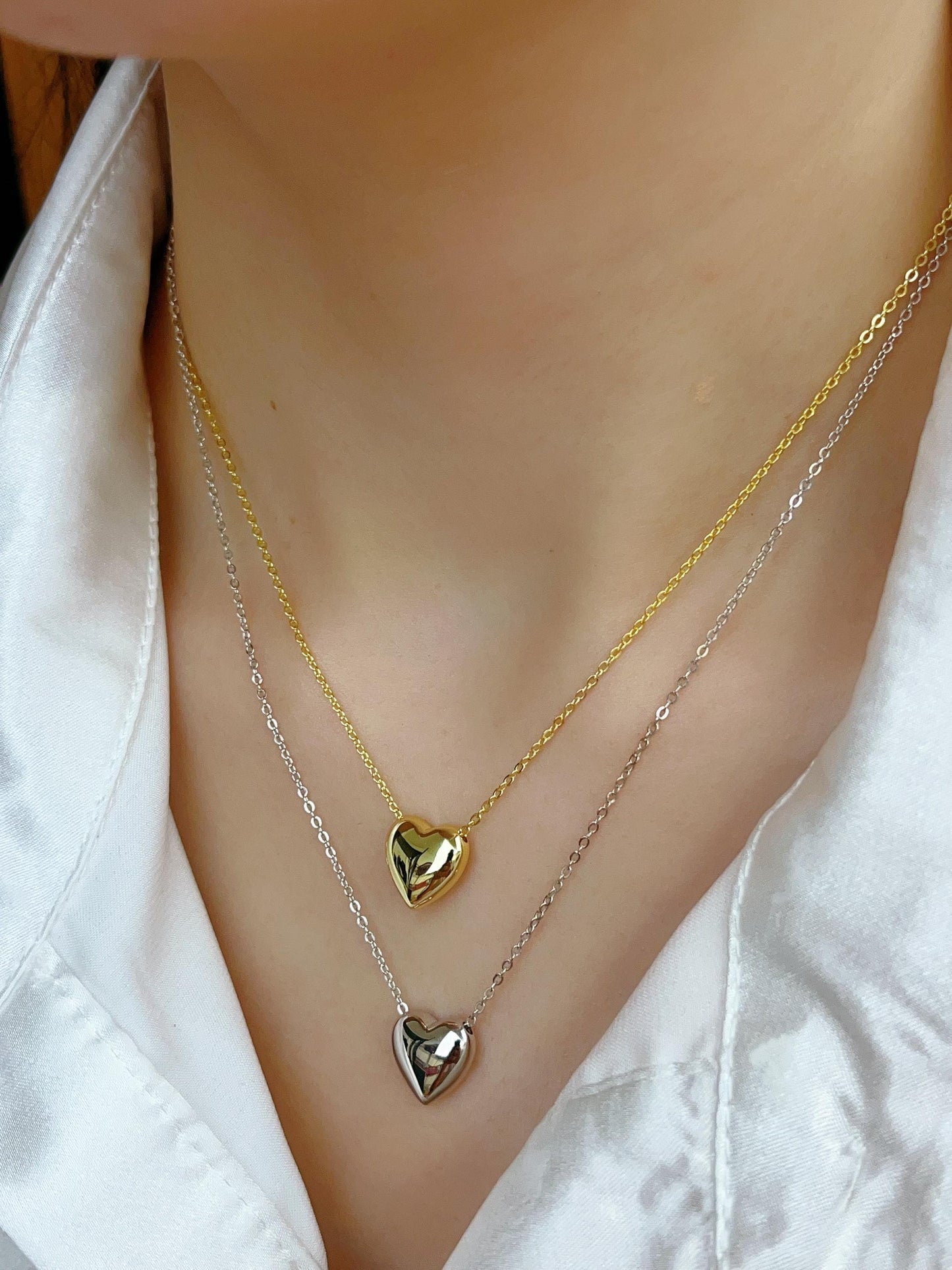 Stainless Steel Heart Shape Necklace | Love Heart Pendant Necklace | Girls