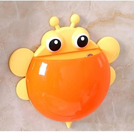 Bee Shaped Plastic Toothbrush Holder with Suction Hook Cute Wall Mounted