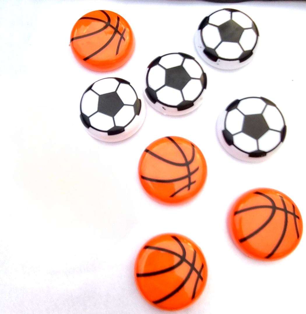 Basketball & Football Refrigerator Magnets Set of 10 Durable Sports-Themed Decorative