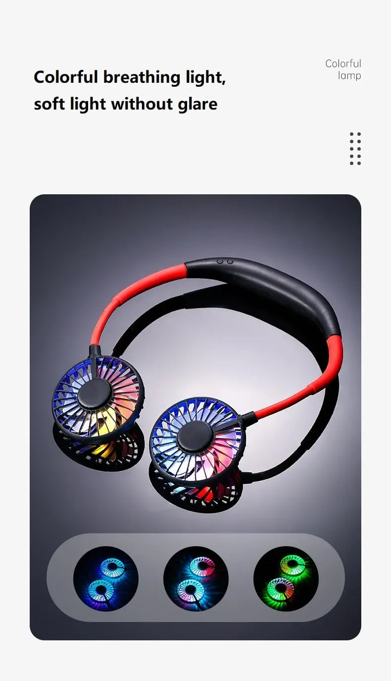 Sports summer neck fanUSB Rechargeable (Random Color)