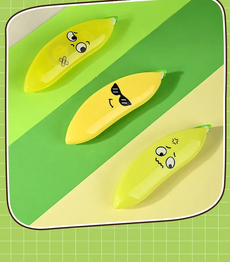 Banana Shaped Correction Tape Fun & Portable Eraser Tool for Paper,
