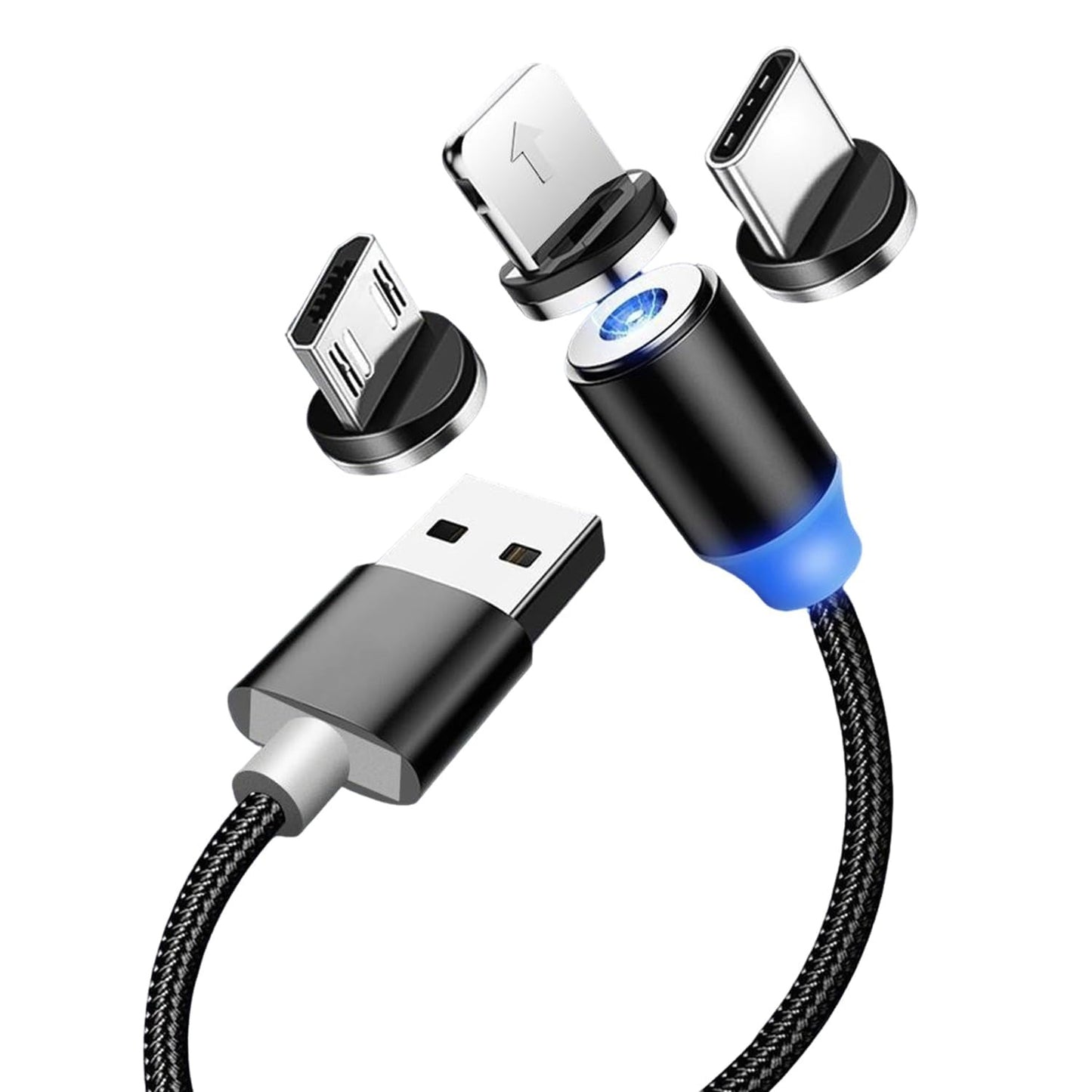 3-in-1 Magnetic Fast Charging Cable | Micro USB, Type-C & iPhone |