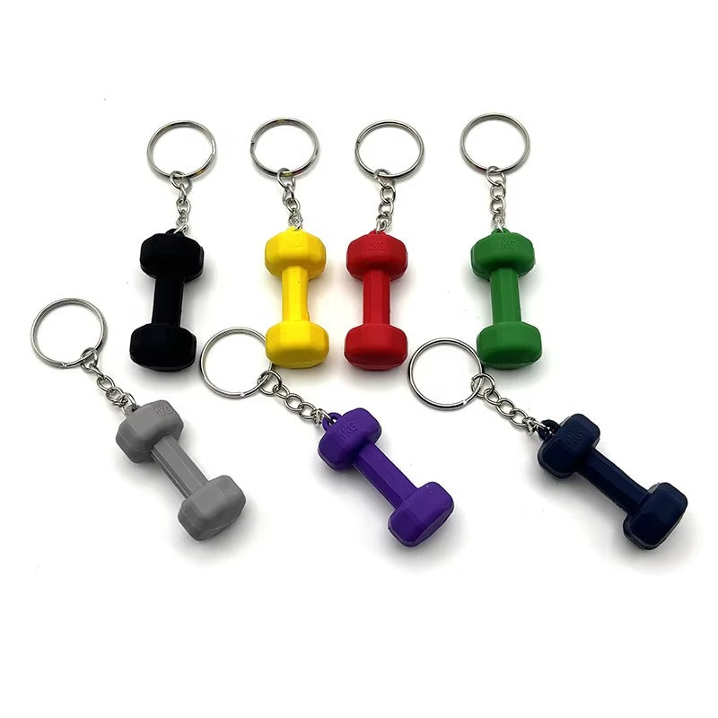 01 PCs Dumbbell Keychain Pendant PVC Barbell Men Car Key Chain Creative