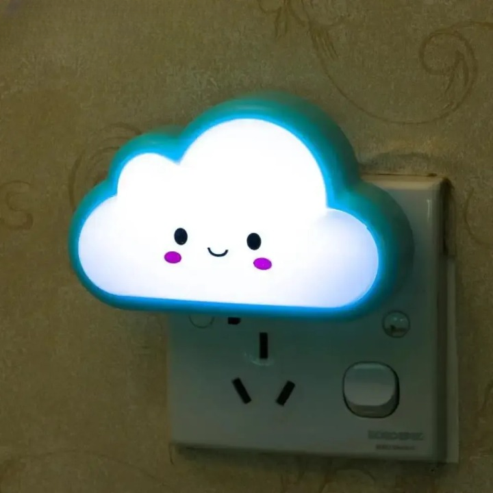 Smiley Cloud Plug-In LED Night Light Soft Warm Glow Baby Lamp,