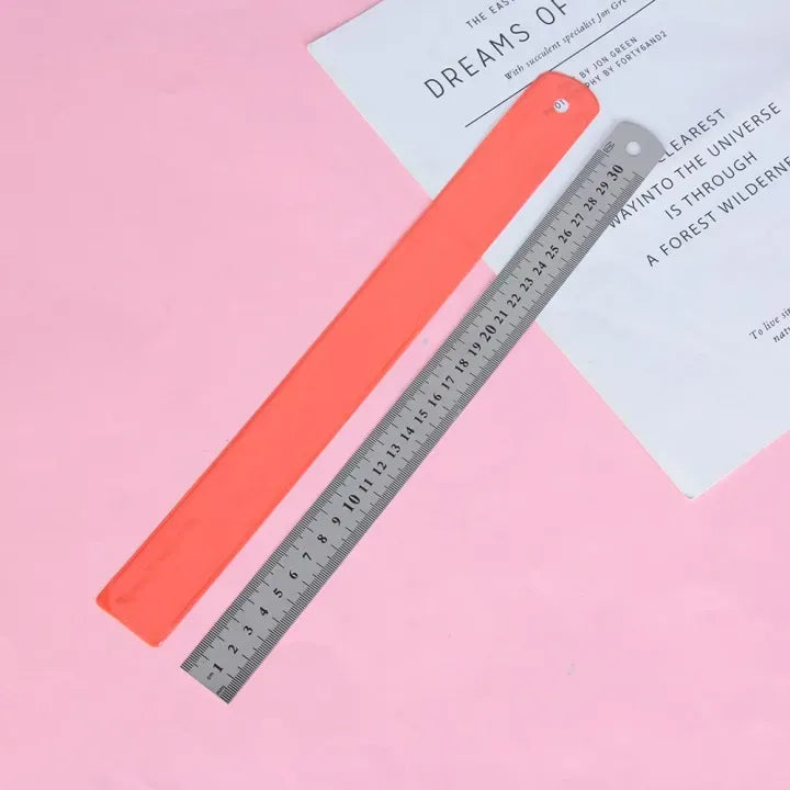 Stainless Steel 12-Inch Ruler Silver Tone, Durable and Precise Measuring Tool