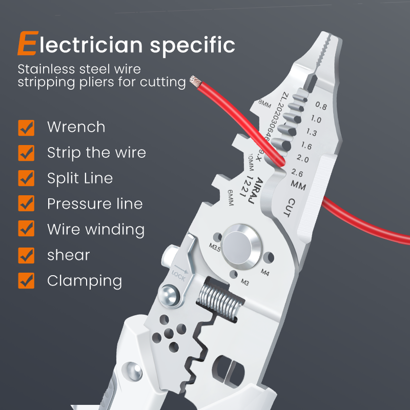 Multi-Function Wire Stripper and Cutter 10-in-1 Electrical Tool with Wire Cutting,
