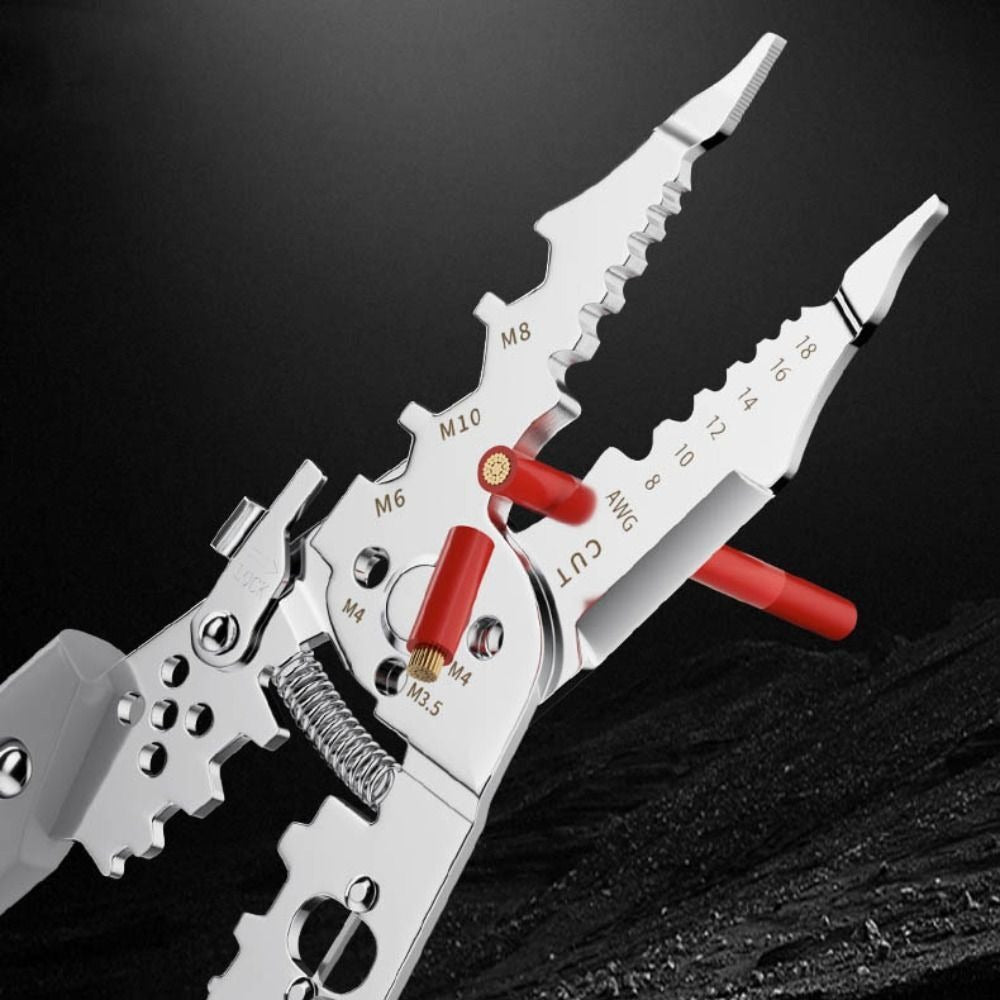 Multi-Function Wire Stripper and Cutter 10-in-1 Electrical Tool with Wire Cutting,