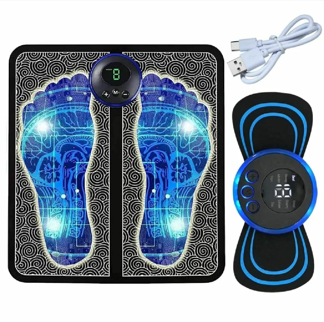 EMS Foot Massager Mat Electric USB Charging Smart Display Tens Acupuncture Feet