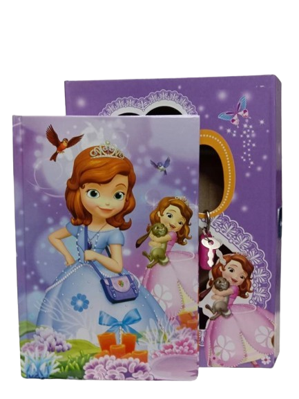 Princess, Frozen & Sofia Cover Fancy Lock Spiral Binding Diary Medium