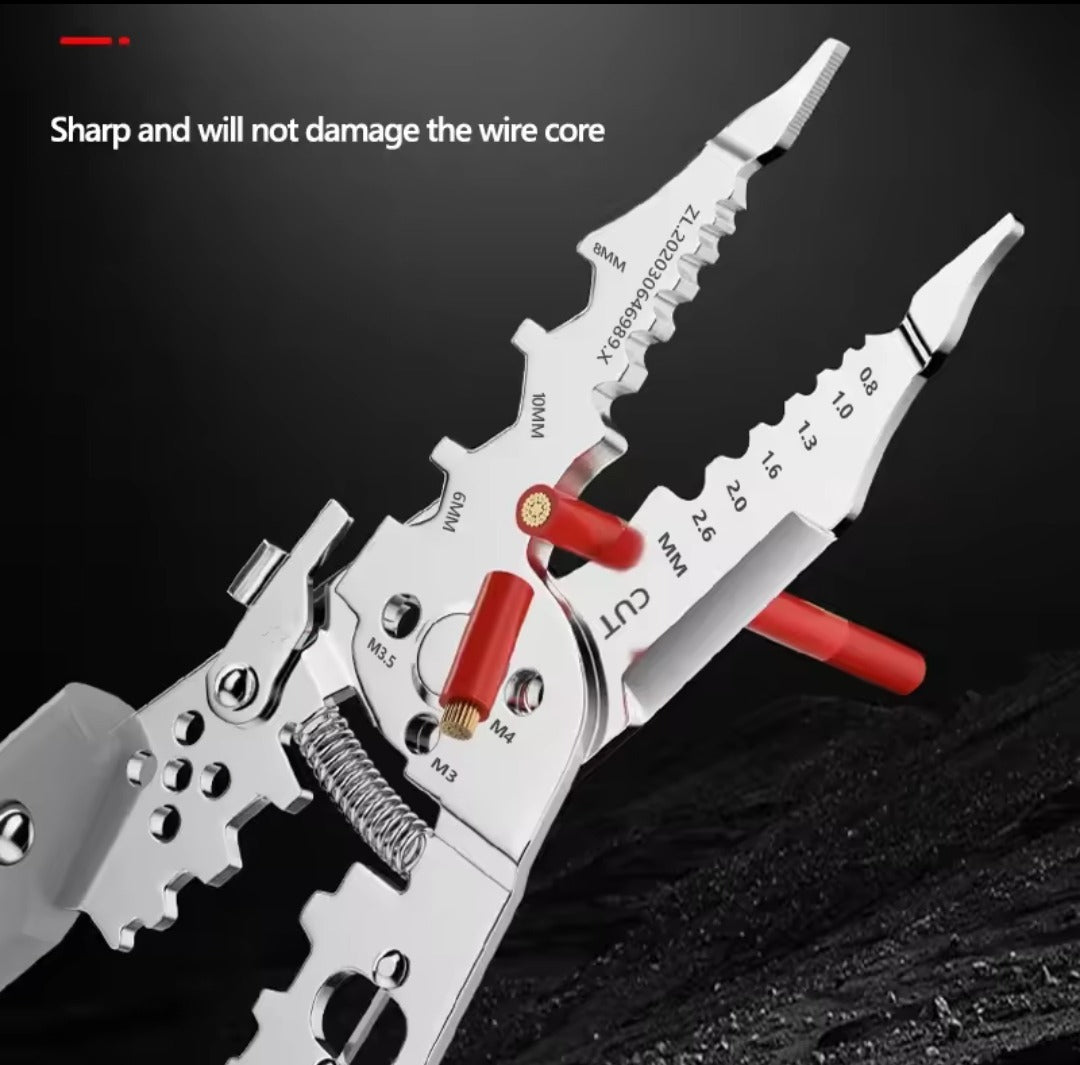 Multi-Function Wire Stripper and Cutter 10-in-1 Electrical Tool with Wire Cutting,
