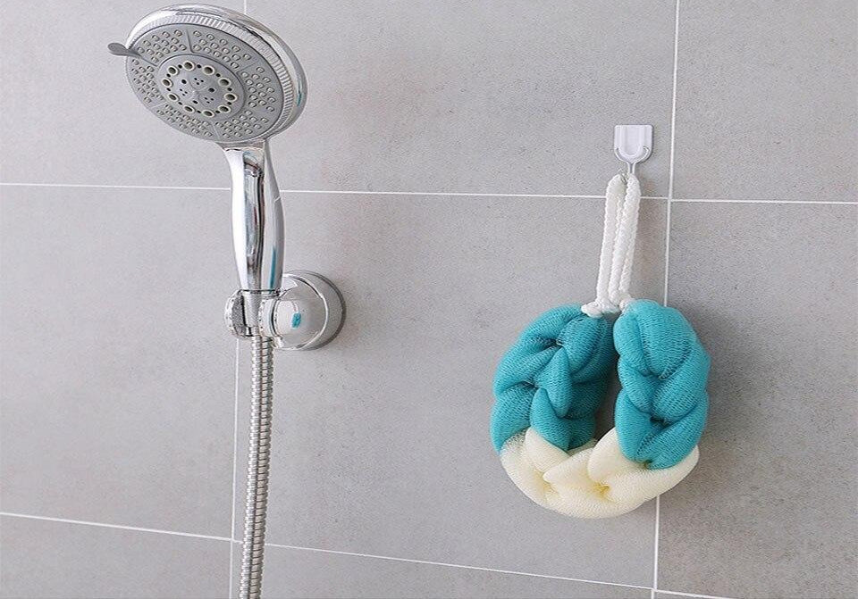 2PCs Wash Brush Bath Back Hanging Mesh Shower Sponge Soft Exfoliating