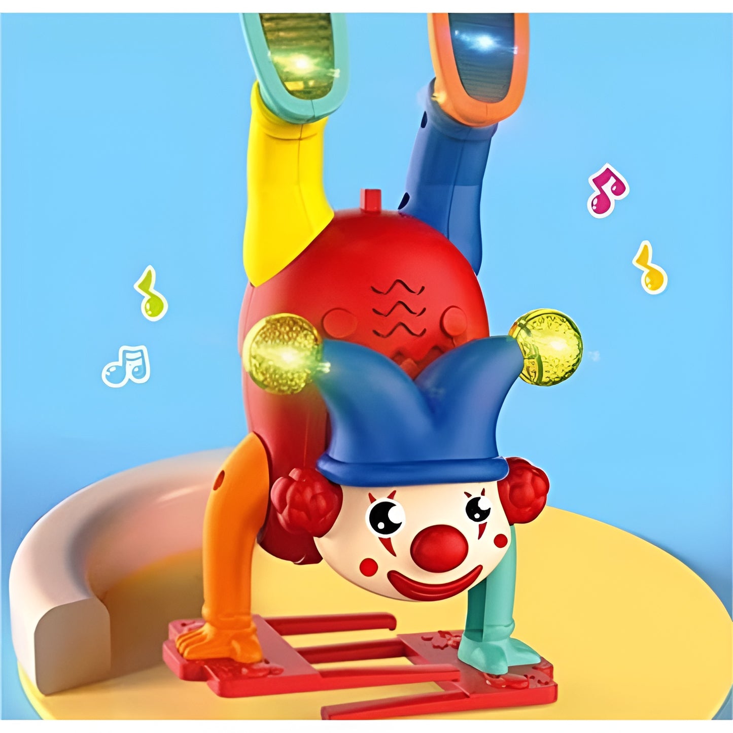 Electric Upside-Down Dancing Clown Toy with Music & Flashing Lights Battery