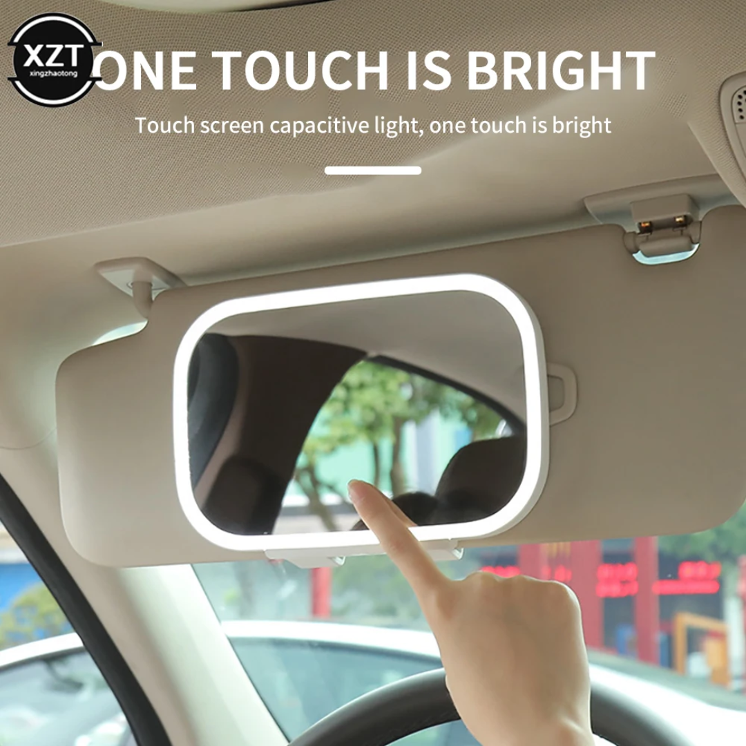 Extra Large Car Mirror with LED Lights Portable Makeup Mirror for