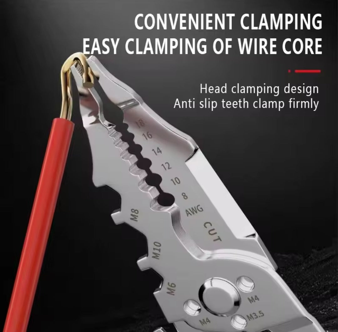 Multi-Function Wire Stripper and Cutter 10-in-1 Electrical Tool with Wire Cutting,