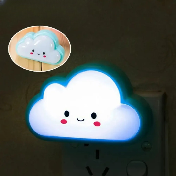 Smiley Cloud Plug-In LED Night Light Soft Warm Glow Baby Lamp,