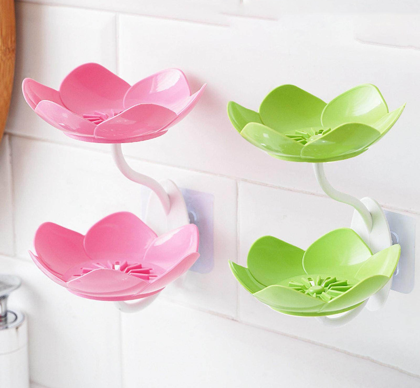 Lotus Flower Wall-Mounted Soap Holder Self-Draining Bathroom & Kitchen Organizer